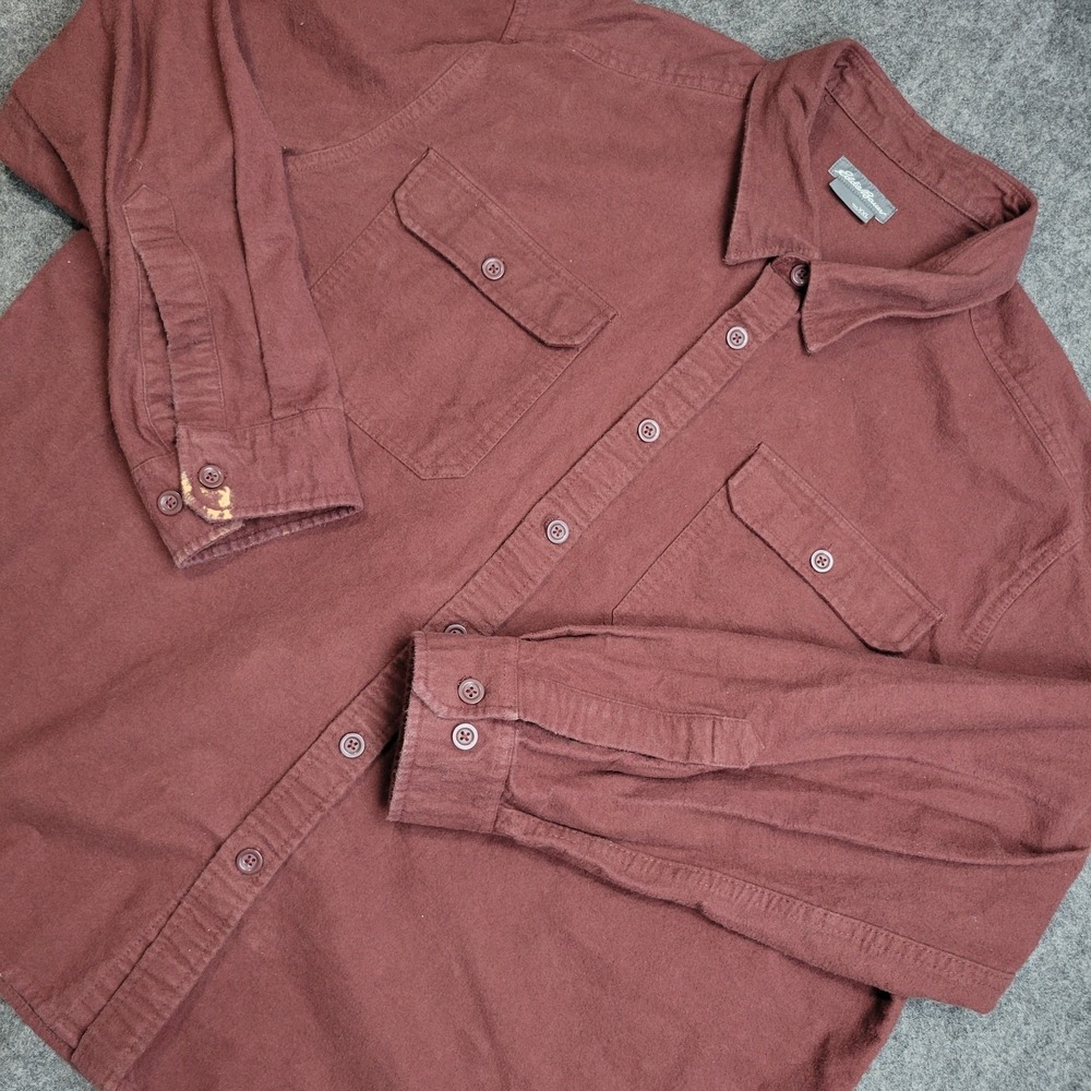 Eddie Bauer Shirt Mens 2XL Burgundy Preppy Safari Outdoor Weekend Dad‎ Casual